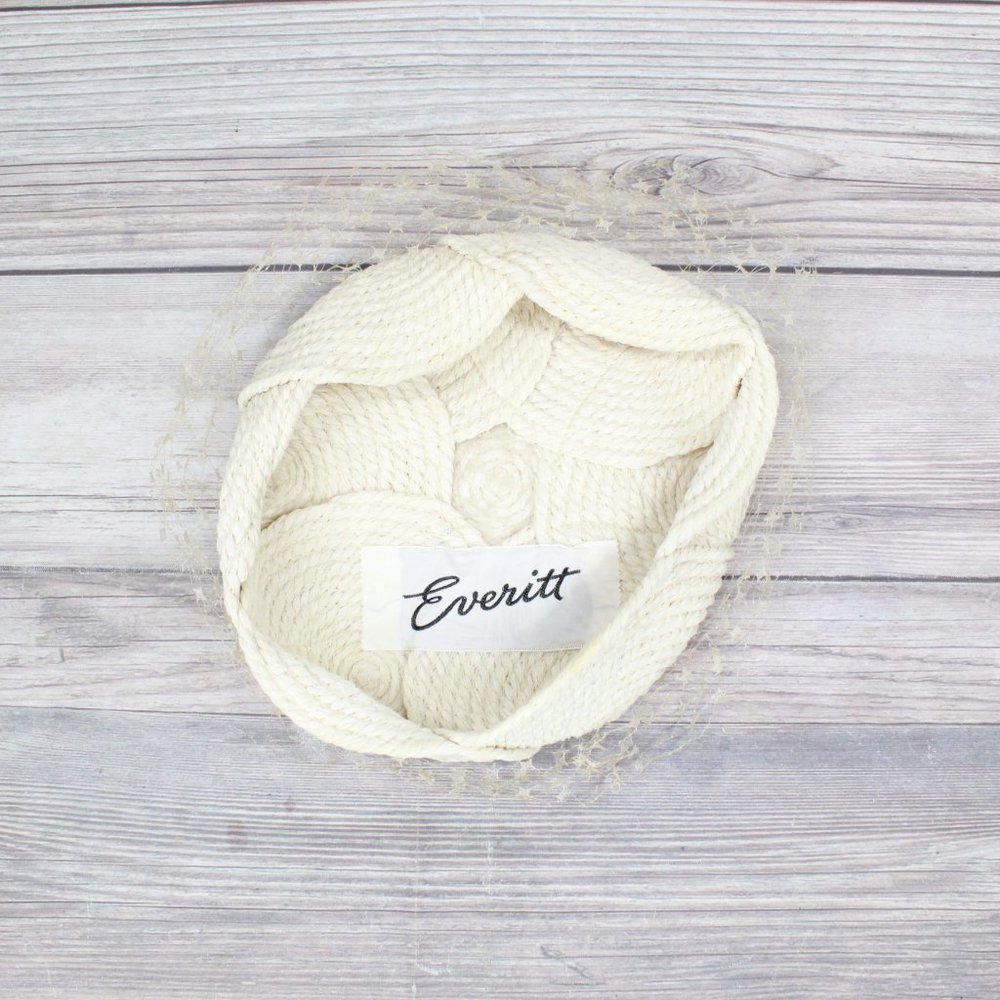 *Vintage! Everitt Womens Cream Spun Woven Crochet Hat - Picture 10 of 11